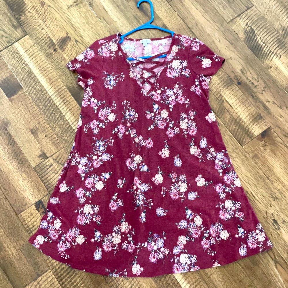 maroon swing dress